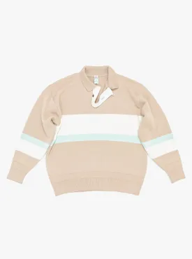 Stripe Polo Sweater Tan