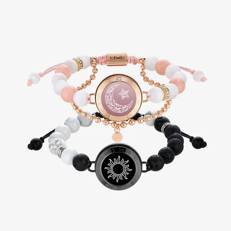 Sun & Moon Touch Bracelets with Phantasmal Beads (Black Rose Gold)