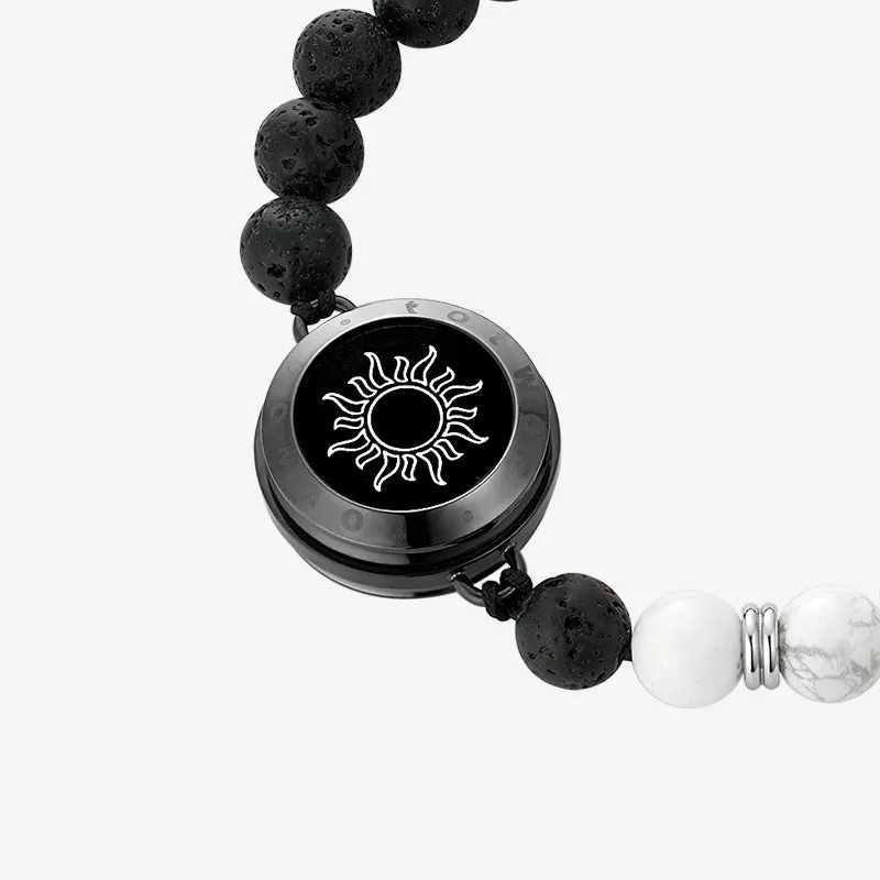 Sun & Moon Touch Bracelets with Phantasmal Beads (Black Rose Gold)