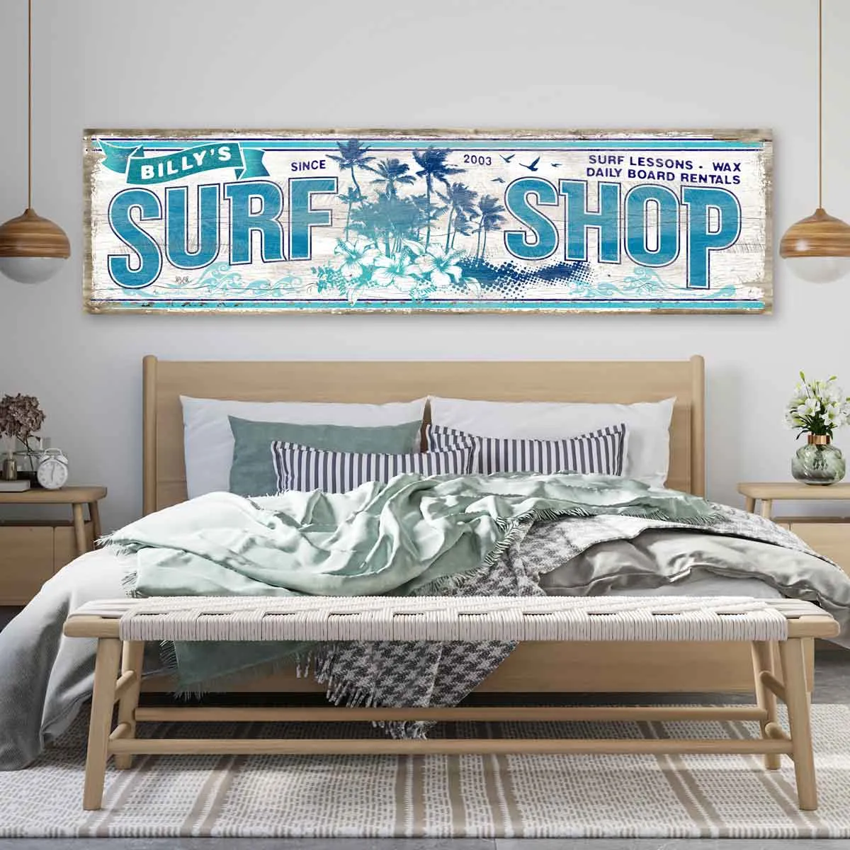 Surf Decor Beach House Sign  - Surf Shop Blues