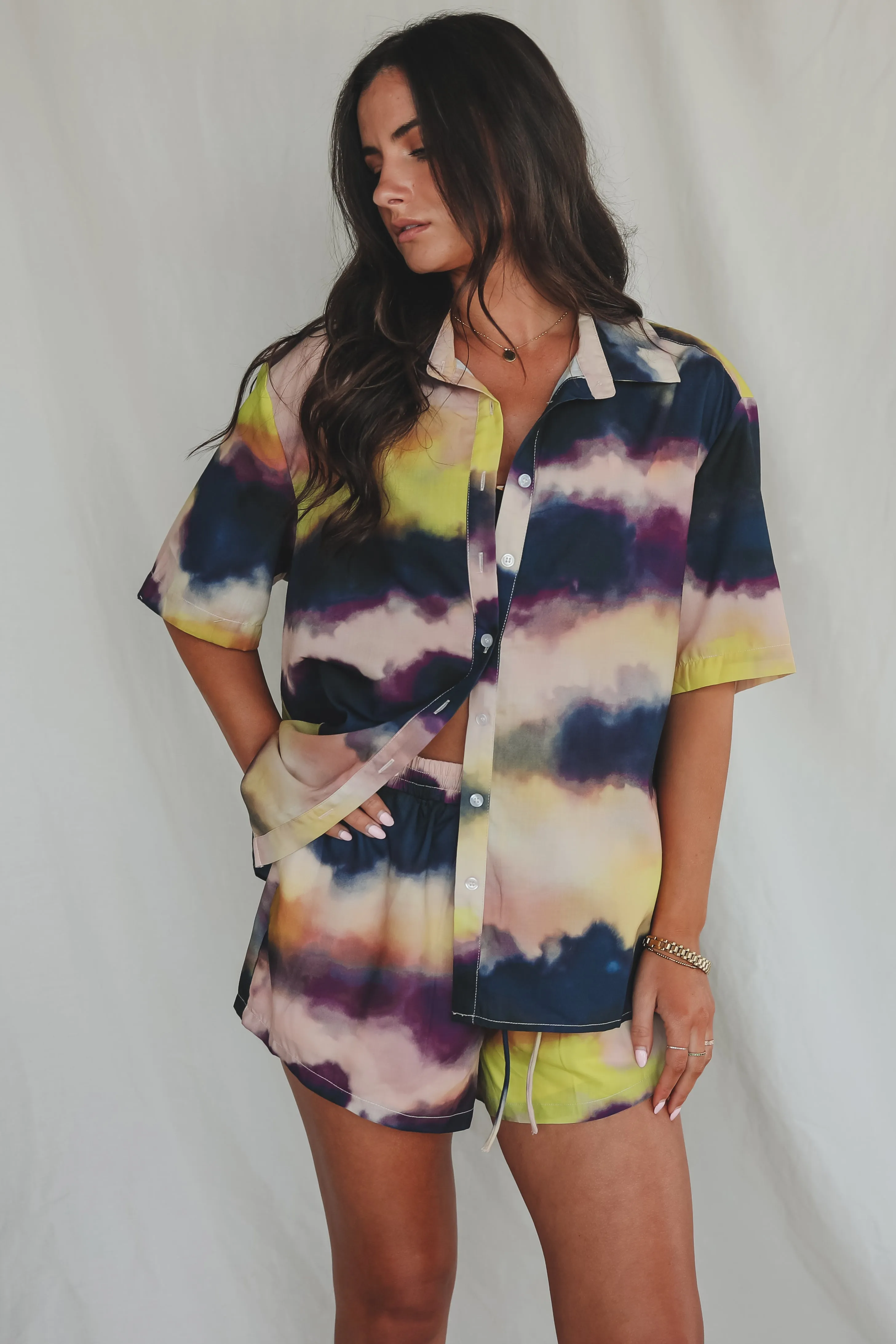 Talk Beachy To Me Tie Dye Button Up Top