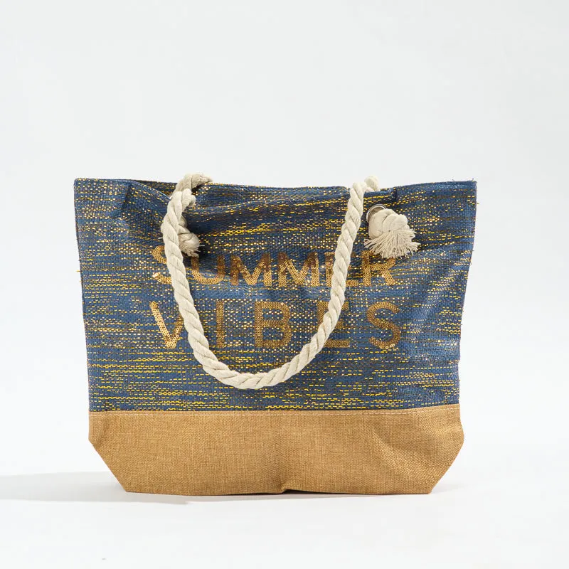 Trendy Beach Bag - Navy