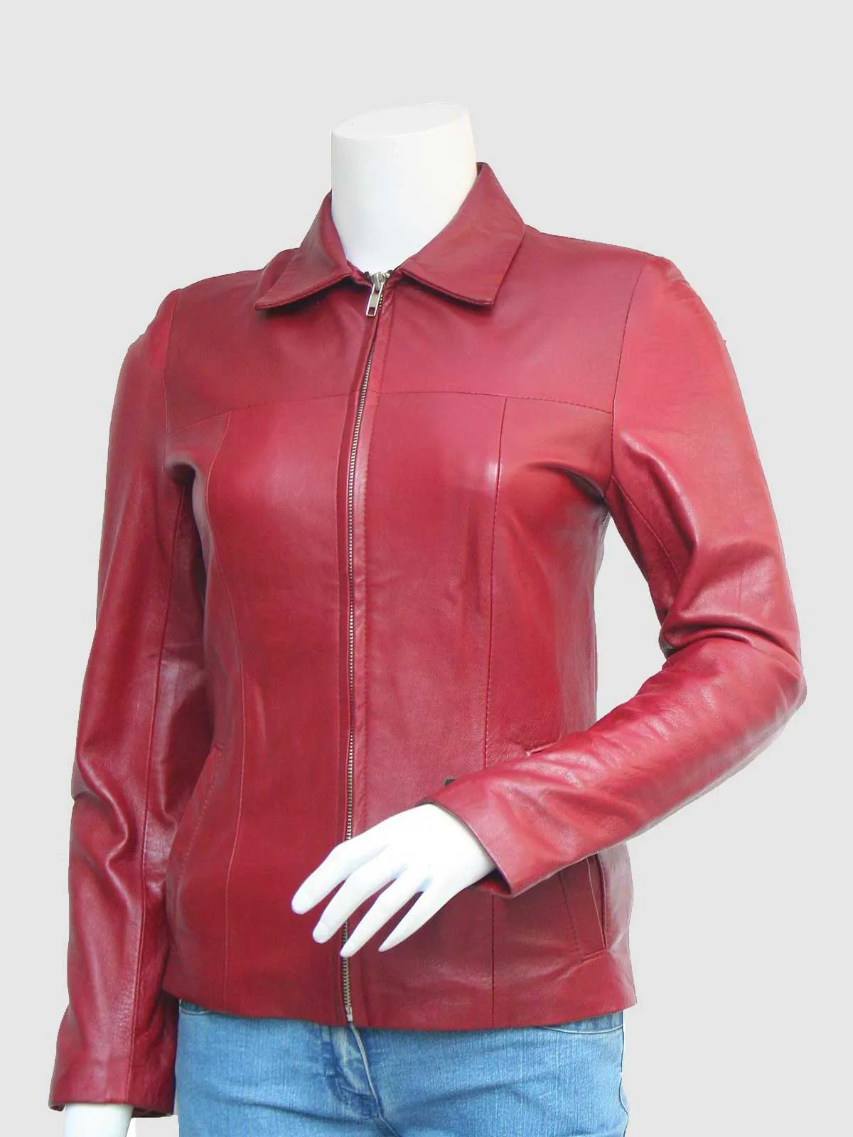 Vintage Maroon Leather Jacket