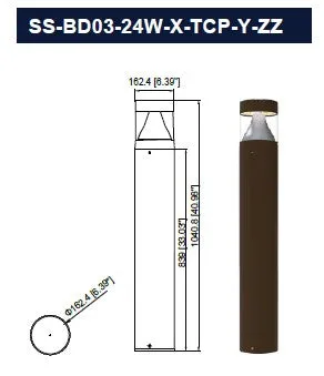 Walkway Bollard Lighting 41" (14w/19W/24W) and (3000K/4000K/5000K) TUNEABLE 0-10V Dimmable