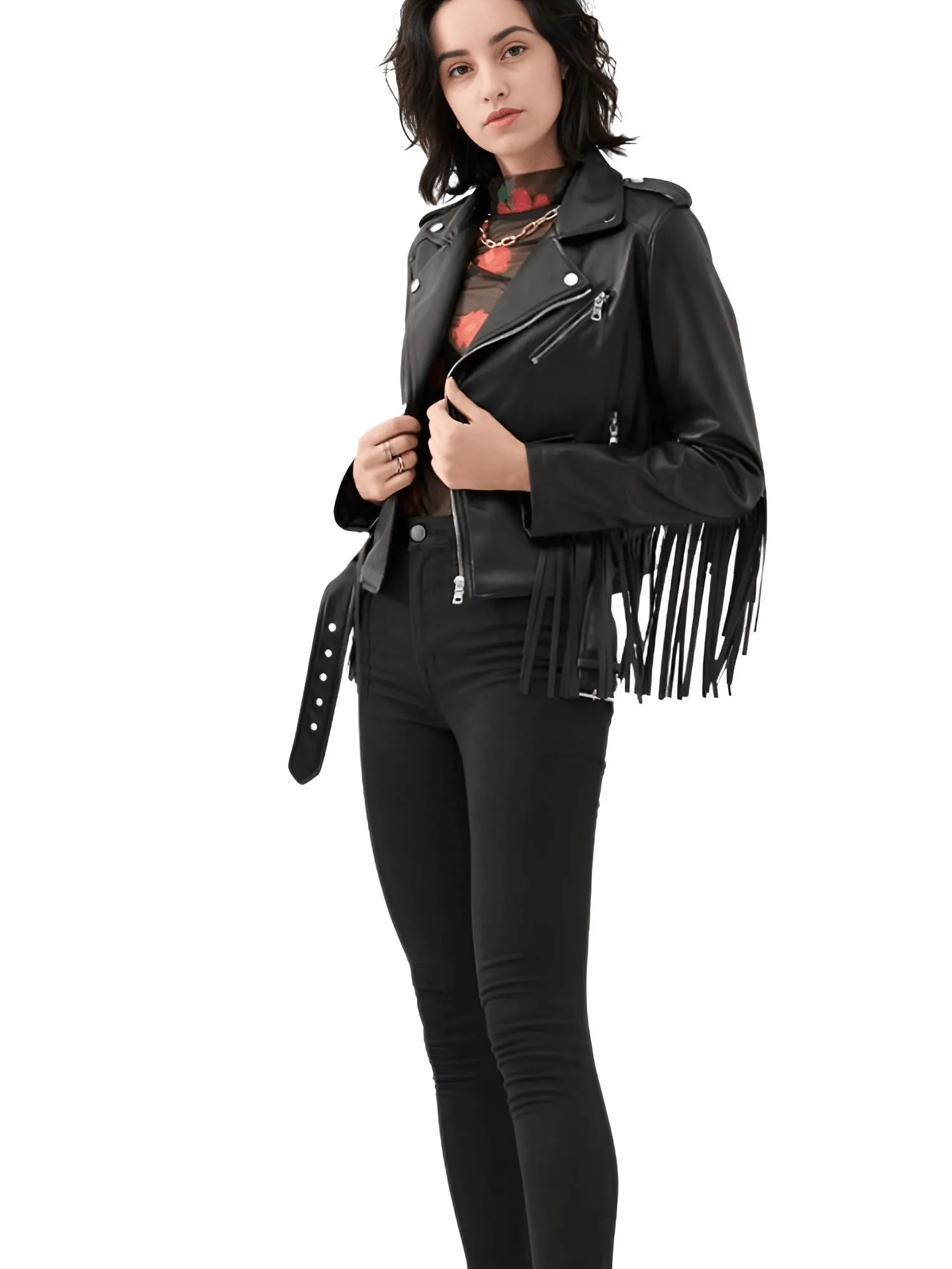 Women's Fringe Leather Jacket