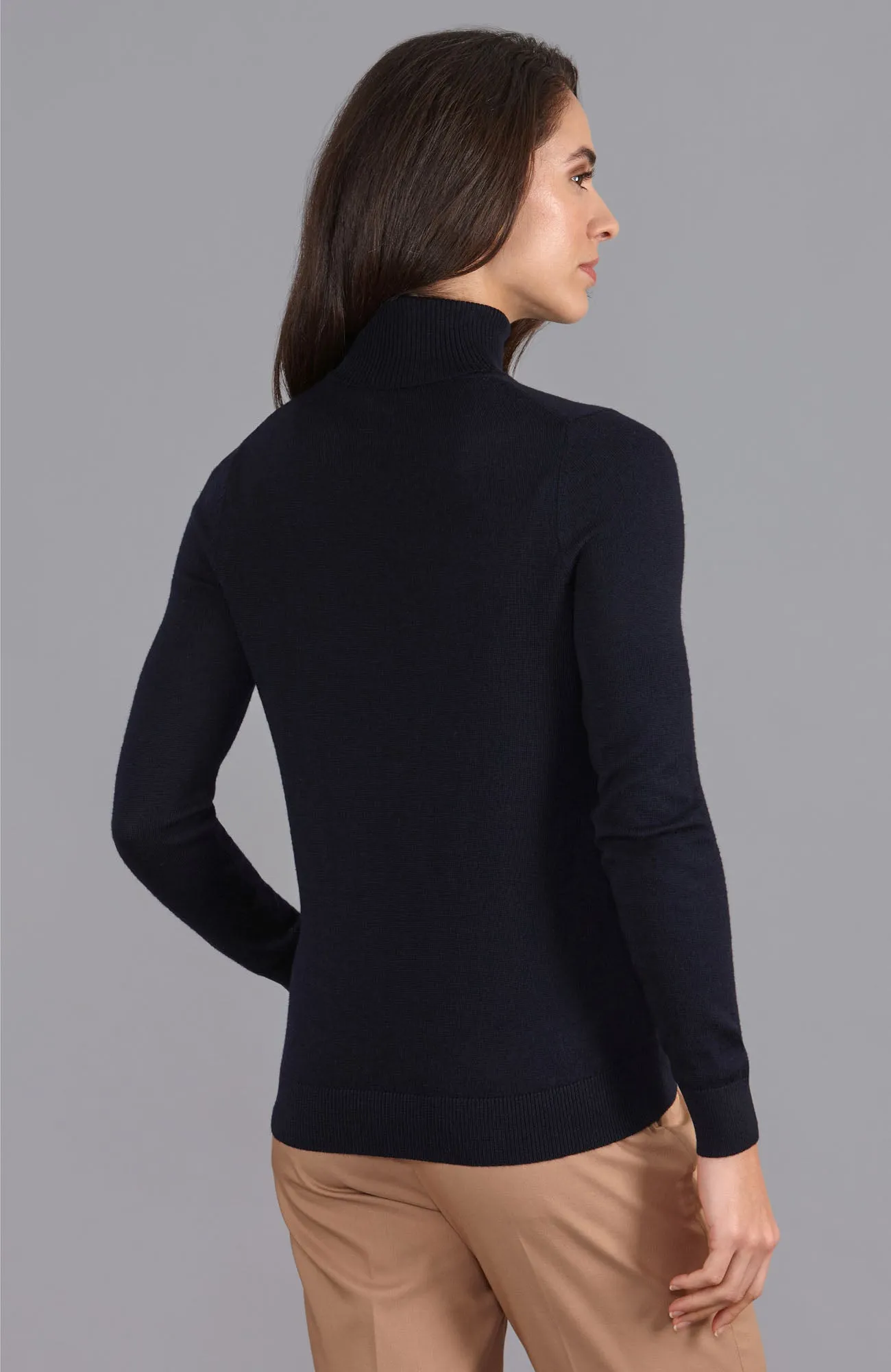 Womens Pure Extra Fine Merino Wool Roll Neck Jumper