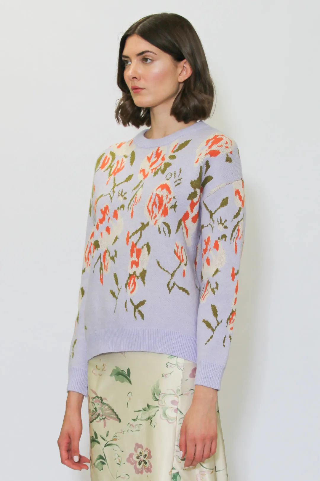 Wool Lavender Floral Sweater