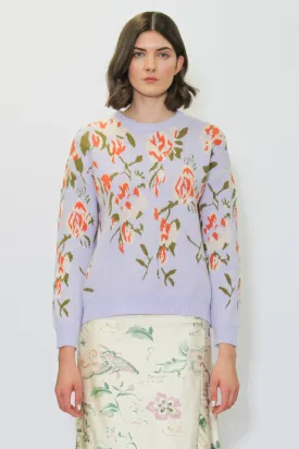 Wool Lavender Floral Sweater