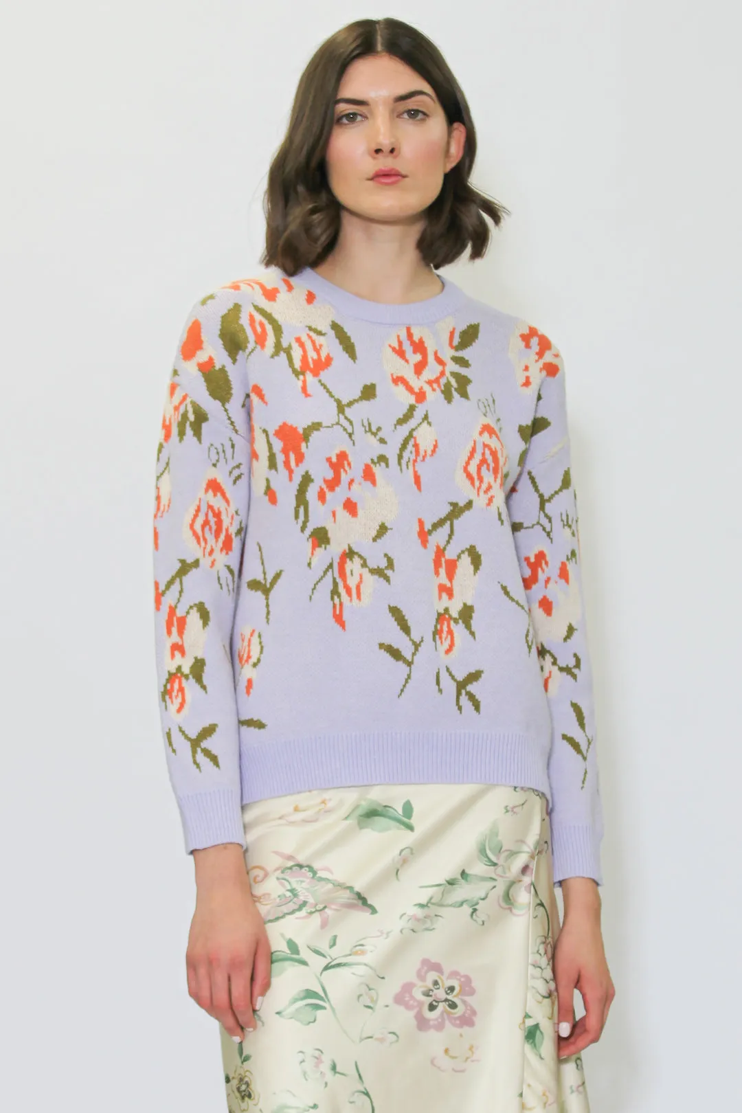 Wool Lavender Floral Sweater