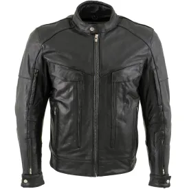 Xelement B4495 'Bandit' Men's Black Buffalo Leather Cruiser Motorcycle Jacket with X-Armor Protection