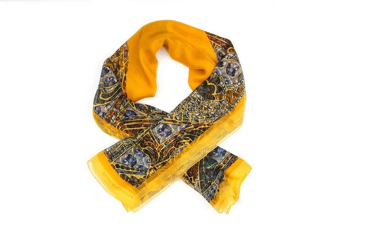 Yellow Fish Silk Chiffon Scarf